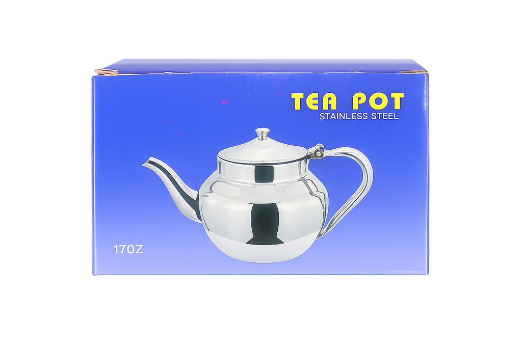 Mauritanian Stainless Steel Teapot 17oz – Attaya (Atay) Green Tea Kettle, Mirror Finish