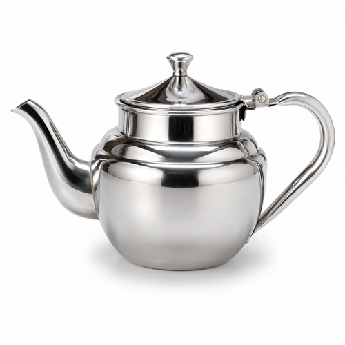 African Stainless Steel Teapot 17oz – Attaya (Atay) Green Tea Kettle, Mirror Finish