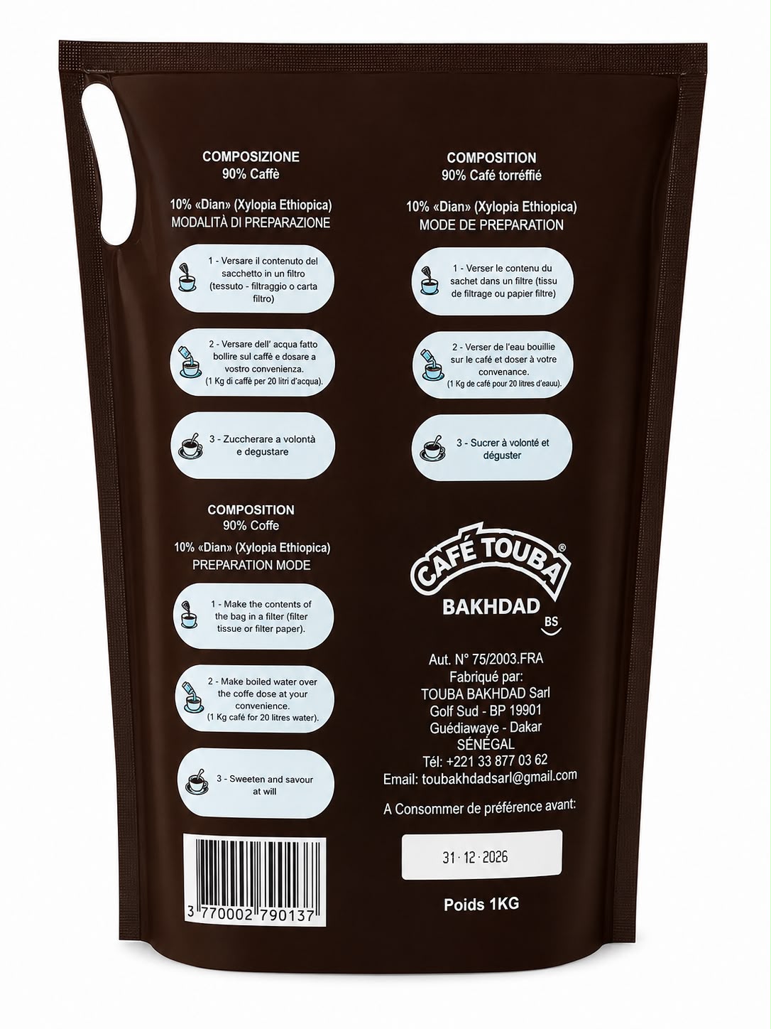 Café Touba Tawffex 500g – Senegalese Spiced Ground Coffee (Clove & Diar)