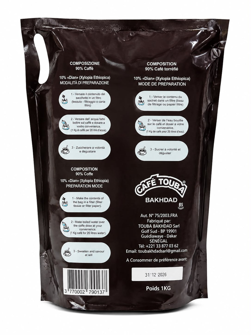 Café Touba Bakhdad 1kg – Senegalese Spiced Ground Coffee (Clove & Djar)
