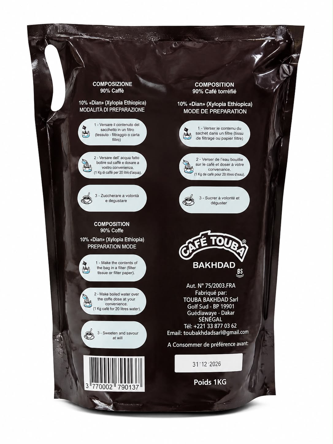 Café Touba Bakhdad 1kg – Senegalese Spiced Ground Coffee (Clove & Djar)