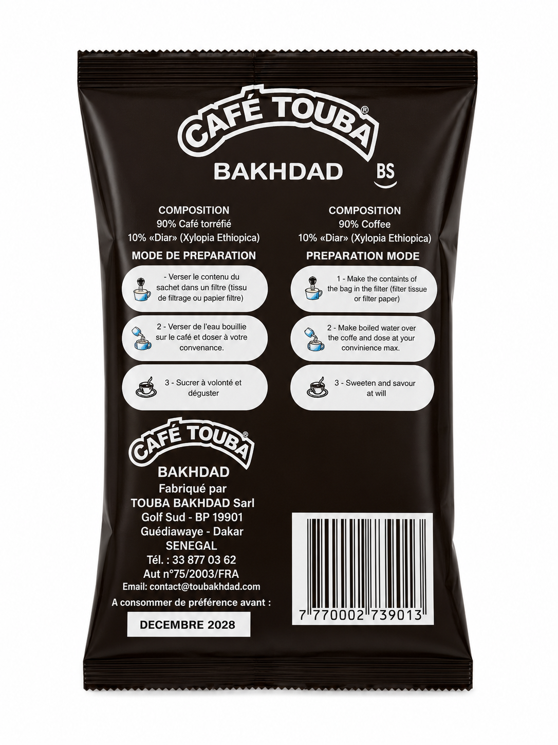 Café Touba Bakhdad 400g – Senegalese Ground Coffee with Diar (Spiced)