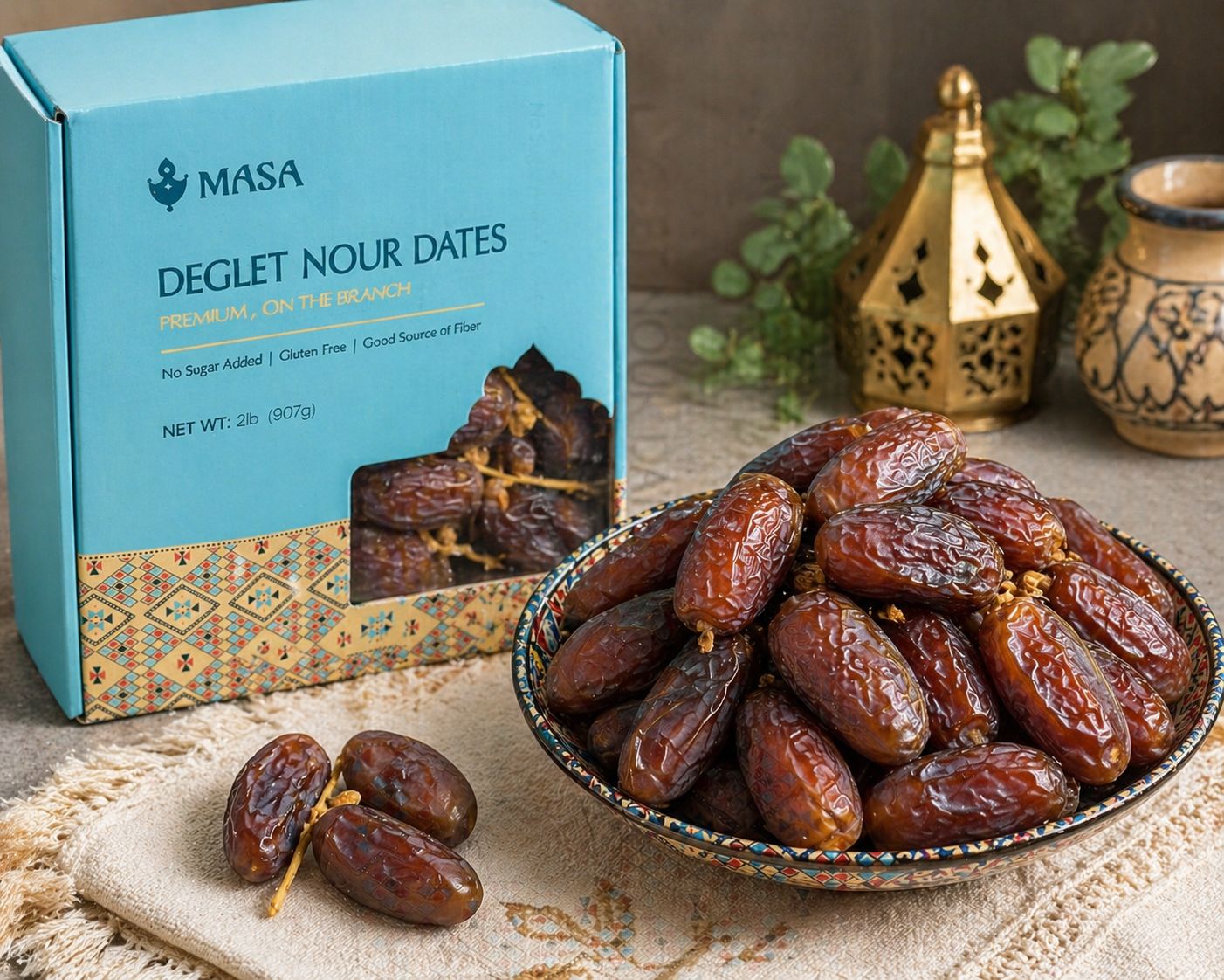 Algerian branch dates تمر الاعراش الجزائري — premium soft fresh dates harvested on the branch