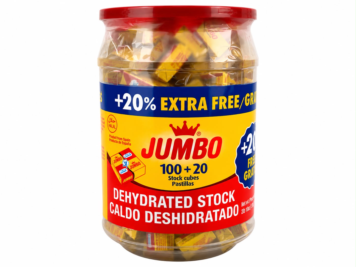 JUMBO Halal Stock Cubes – 120 Bouillon Cubes (100 + 20 Free) | Dehydrated Seasoning, Product of Spain
