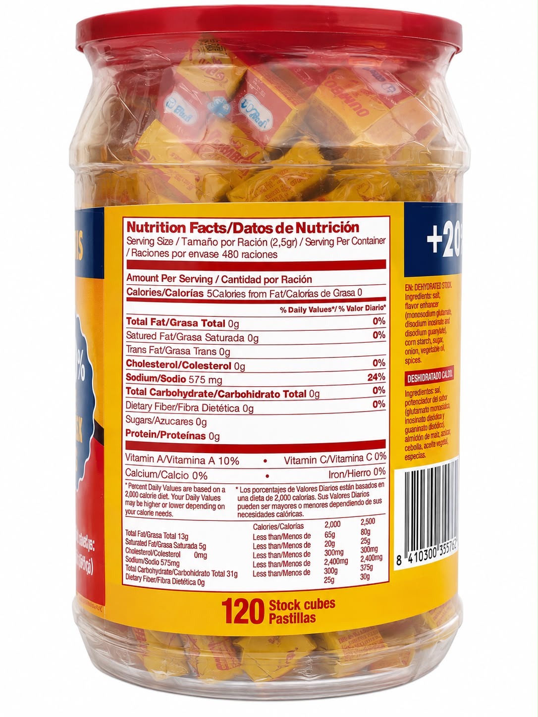 JUMBO Halal Stock Cubes – 120 Bouillon Cubes (100 + 20 Free) | Dehydrated Seasoning, Product of Spain